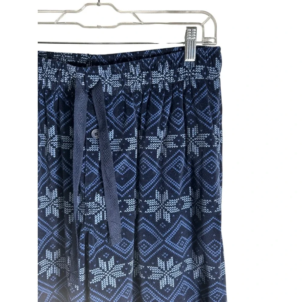 George Men Pajama Pants Blue Fair Isle Snowflake Lounge Sleep Pants Size M 32-34